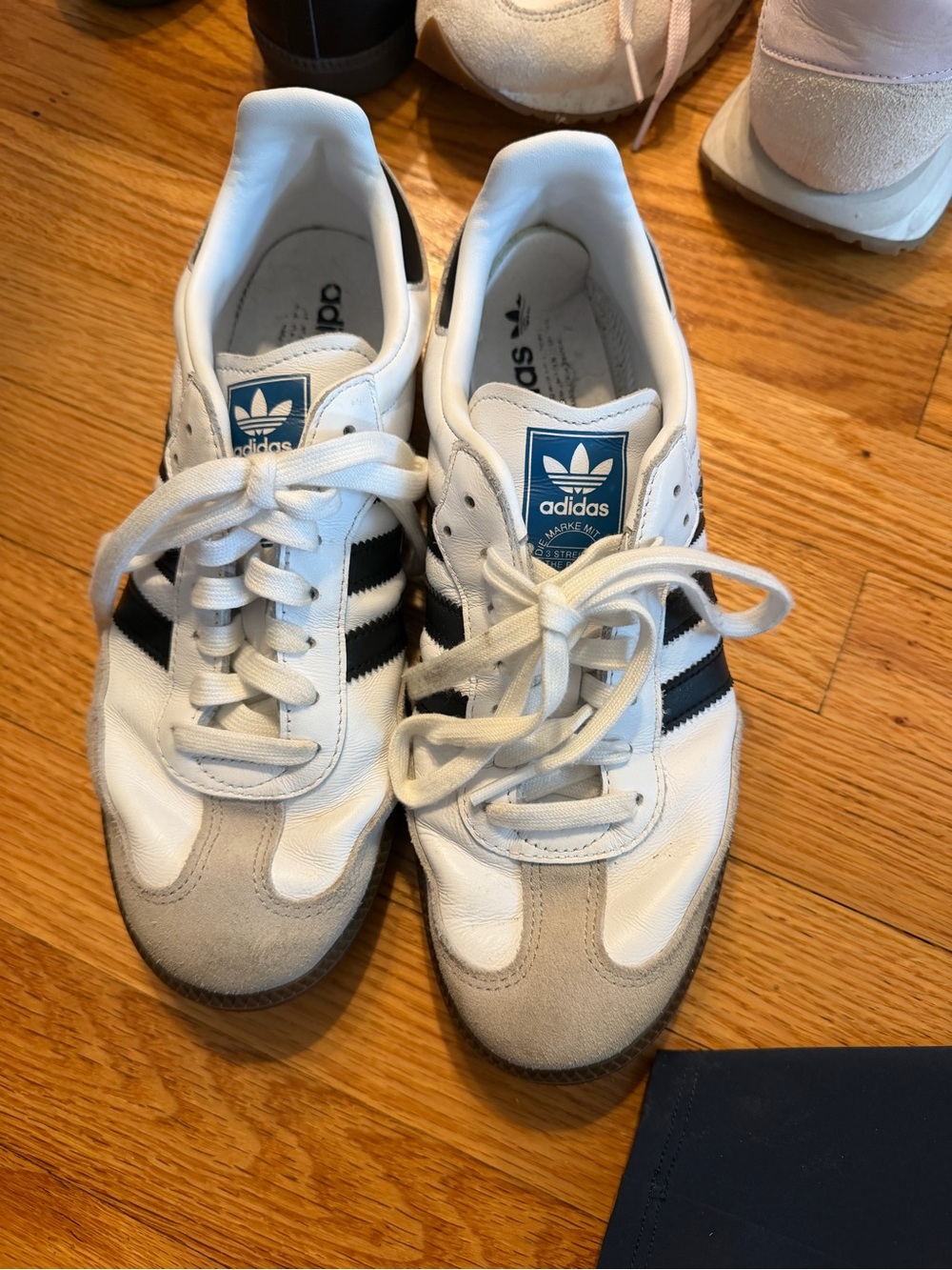 adidas Sambas white - White and Black Retro Court Sneakers
